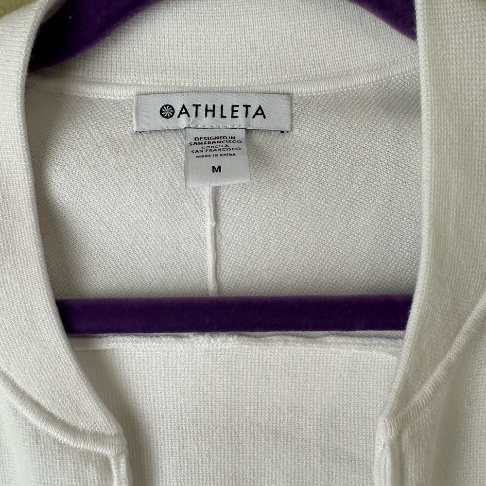 Athleta White Bomber Jacket with Textured Knit Design - Picture 2 of 4